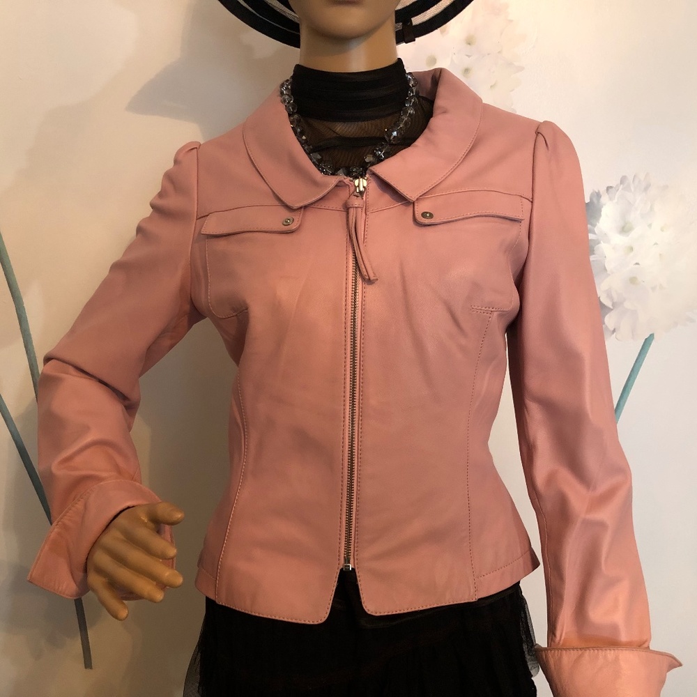 Leather jacquet soft pink